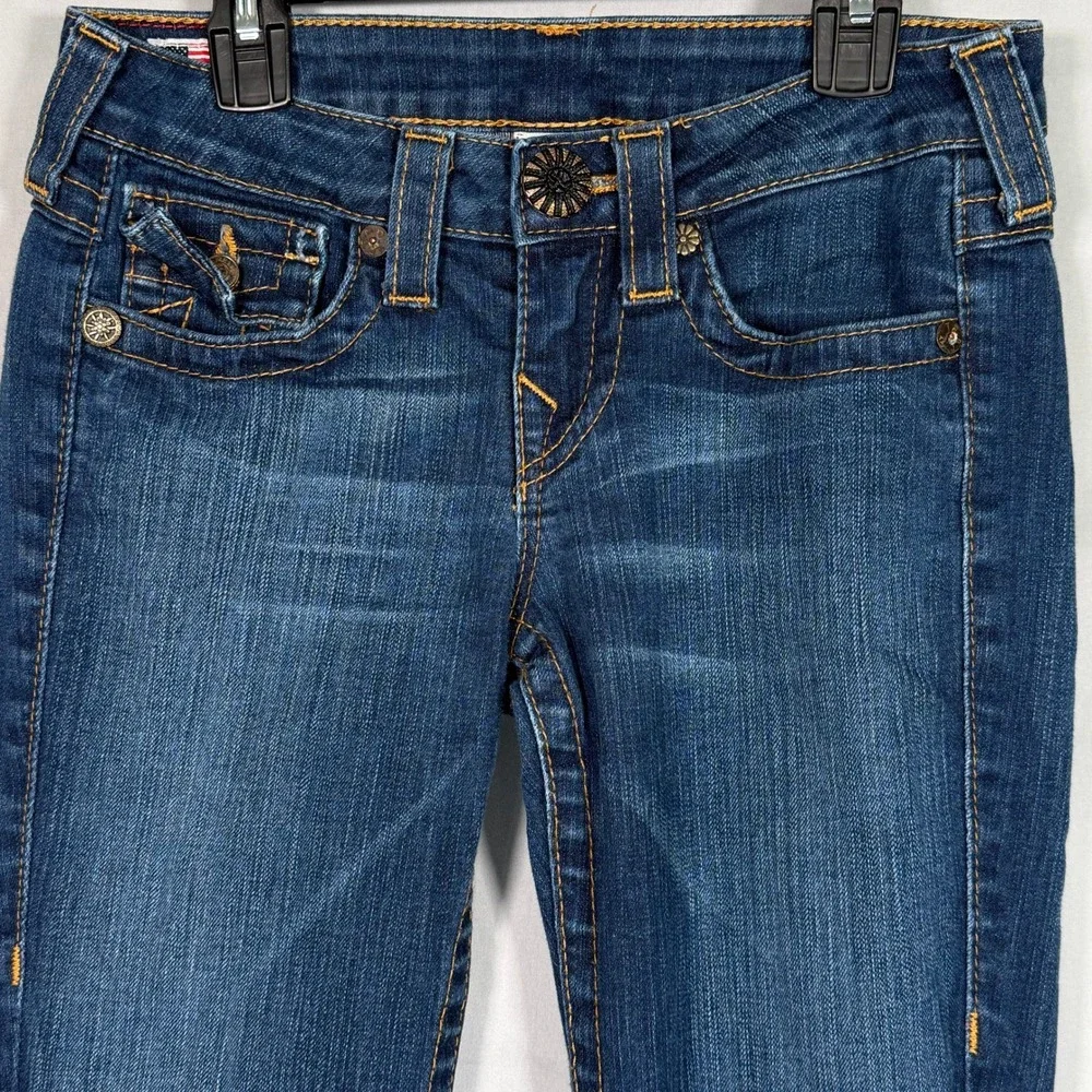 True Religion Becky Bootcut Jeans Blue Low Rise W26 L33 Made in USA WQ1564E67 - Picture 3 of 16